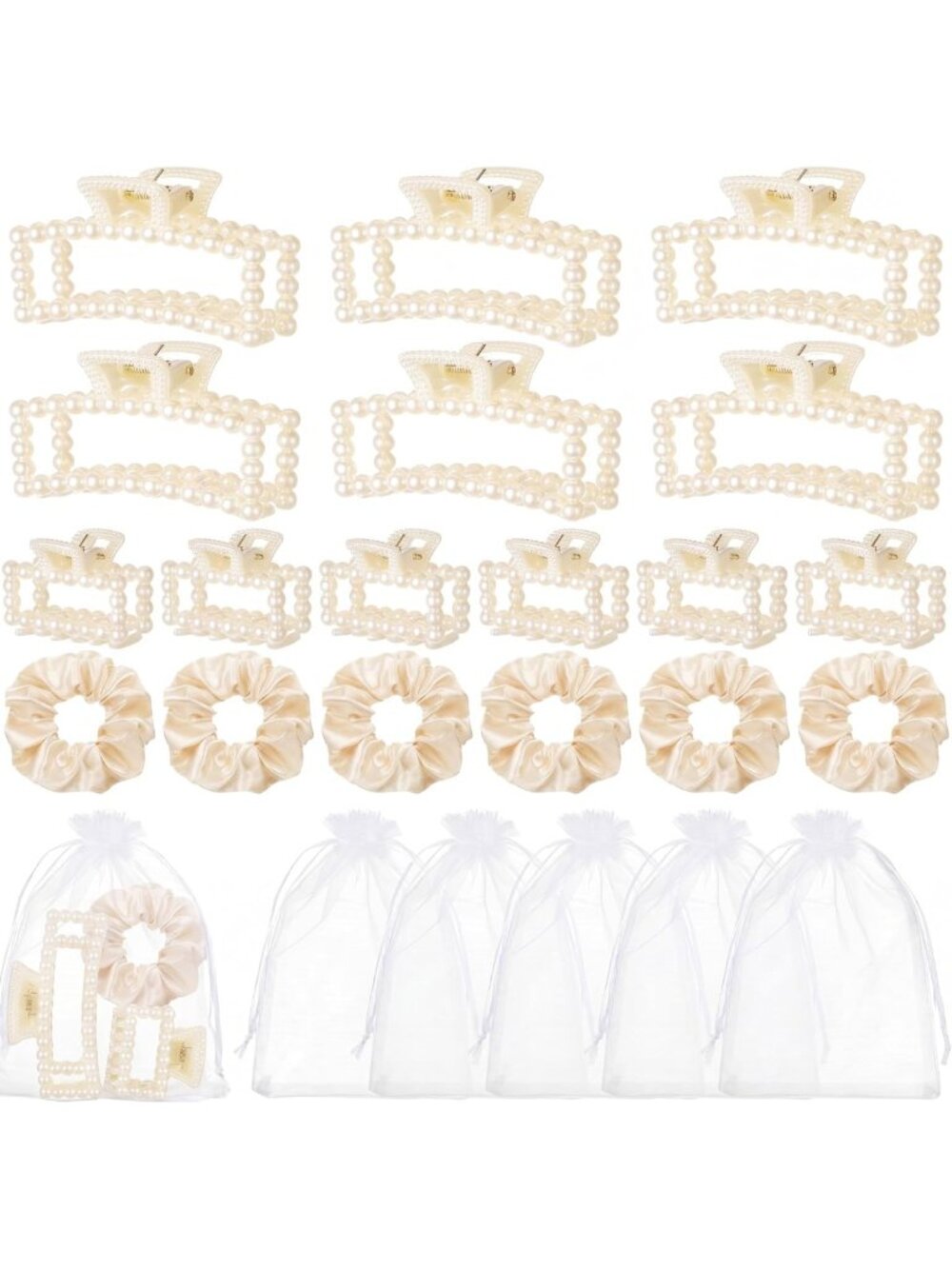 48Pcs Pearl Hair Clips & Scrunchies Gift Set for Bridesmaids & Women’s
